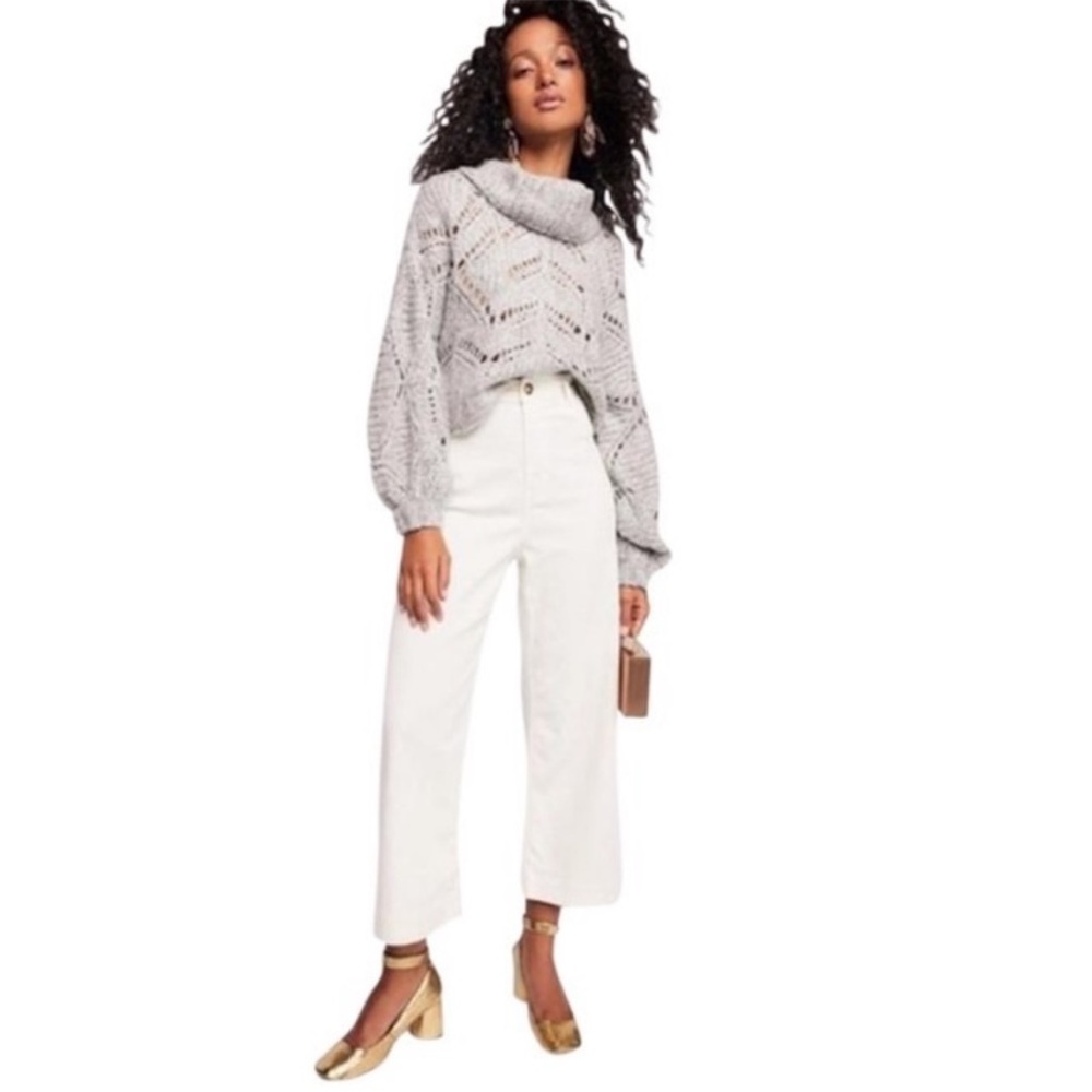 Free People Nimbus Cloud Cowl Neck Crop Sweater In Grey Oversized
